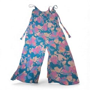 Cozy Co. Blue Floral Wide-Leg Jumpsuit Size M New with Tags